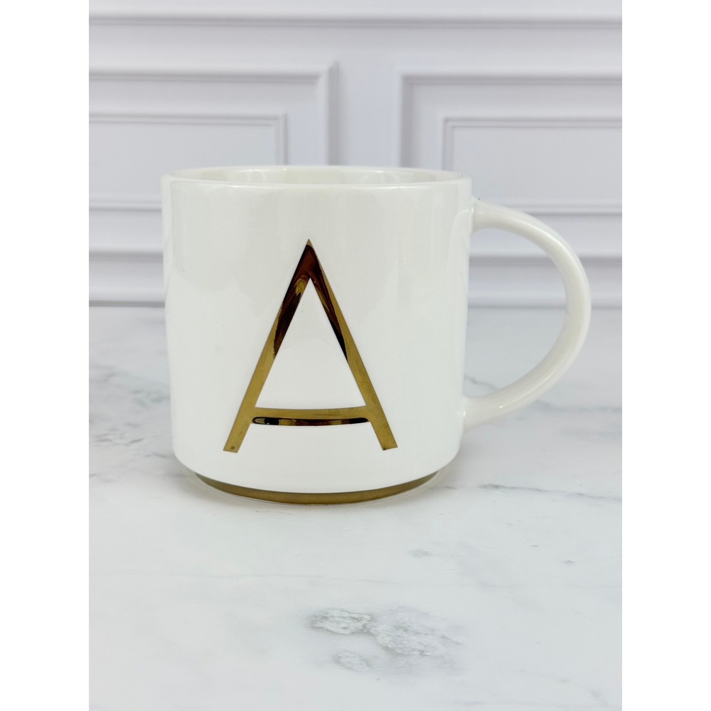 Williams Sonoma Gold Monogram Mug Letter "A" 3 3/4" Tall ~ Mint!